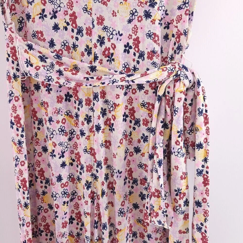 Free People Vibe Check Tie Waist Jumpsuit Tea Ditsy Print Size Medium